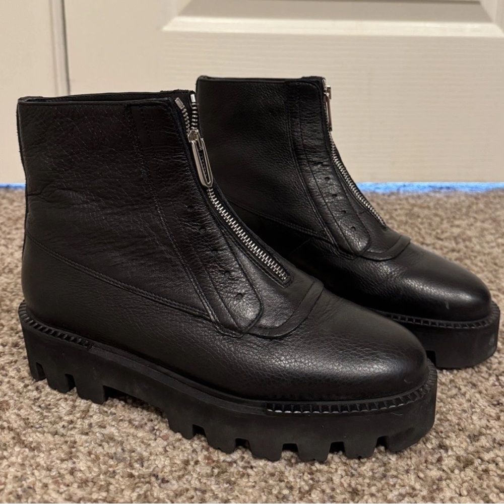 Aquatalia Women's Black Leather Moto Ankle Boot Size US 8.5